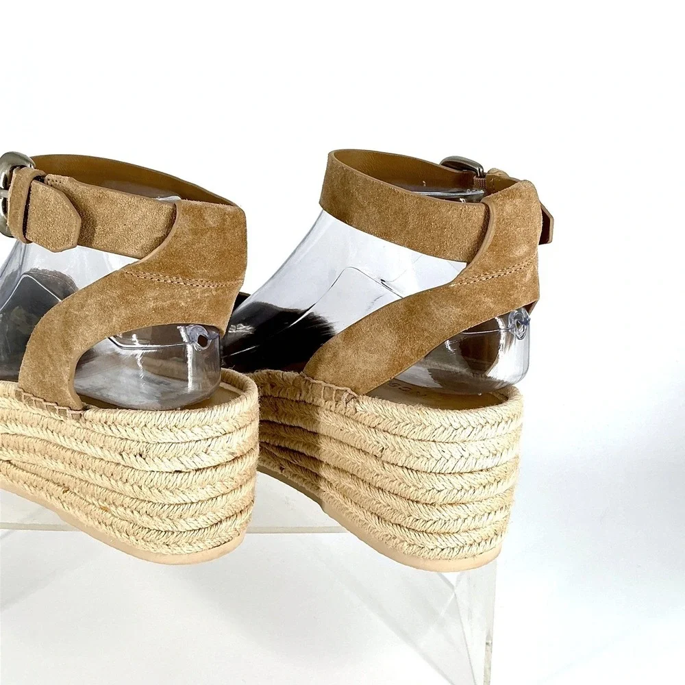 Vince Size 10 Tan Suede Espadrille Platform Wedge Sandals Dune‎ NEW Belisa $330